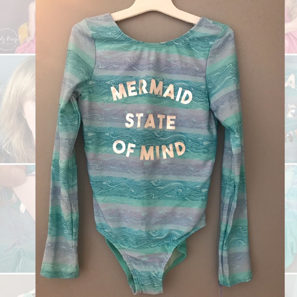 NWT Mermaid rash guard swim suit UPF 50 Aqua twins
